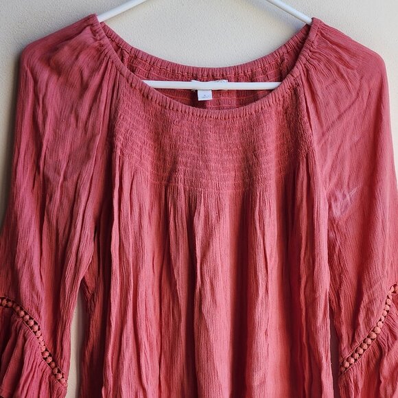 Westport 1962 Coral Scoop Neck Flared Sleeve Poet Blouse Size Small - Picture 4 of 13